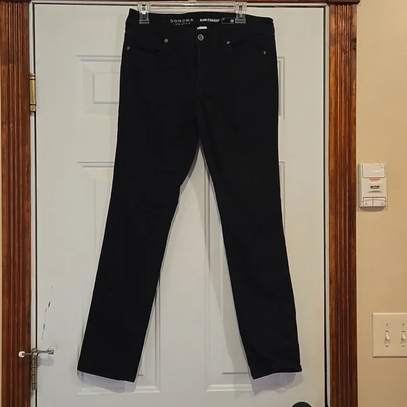 Sonoma Slim Straight Black Jeans Size 10 - Picture 1 of 8
